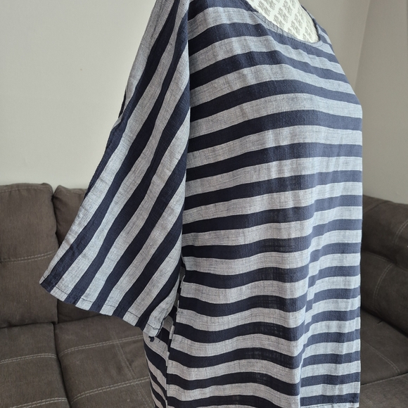 Tops - Navy and White Striped Lightweight Tunic Top